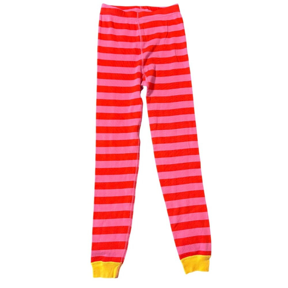 Hanna Andersson Girls Striped Pajama Pants Red & Pink With Yellow Cuffs US 8